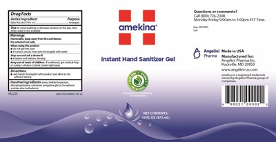 Angelini Pharma 604716L100468_Amekina Instant Hand Sanitizer.jpg Label Image - Angelini Pharma 604716L100468 Amekina Instant Hand Sanitizer
